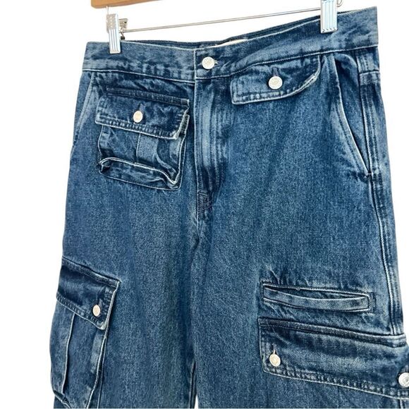 GRLFRND Lara Cargo Wide Leg Jeans in Big Sky Medium Wash, Size 26 - Picture 7 of 13